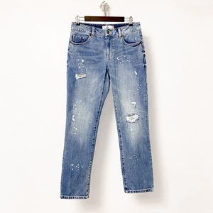 Cabi Straight Leg Distressed‎ Paint Splatter 100% Spring Boyfriend Jeans 2